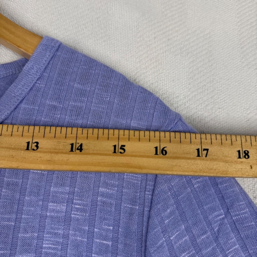 Vintage America Slub Ribbed Tee Blue Short Sleeve Crew Neck Top Womens Medium - Picture 7 of 8